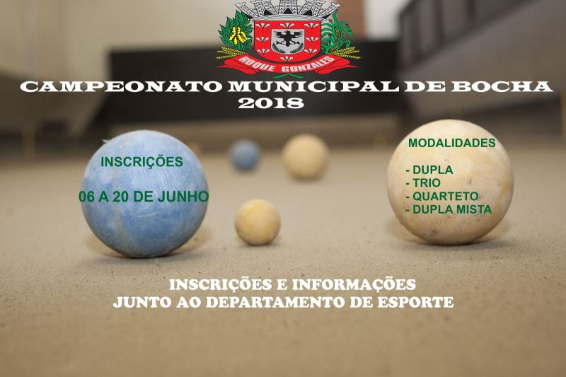 ABERTAS AS INSCRIÇÕES DO CAMPEONATO MUNICIPAL DE BOCHA 2018
